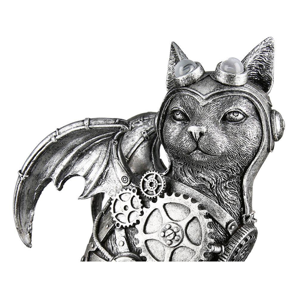 2er Set Poly Skulptur Steampunk Cat Katze Höhe 24cm