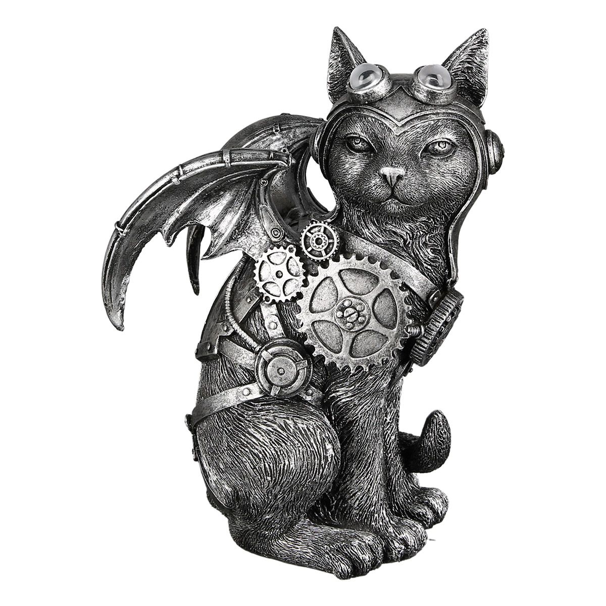 2er Set Poly Skulptur Steampunk Cat Katze Höhe 24cm