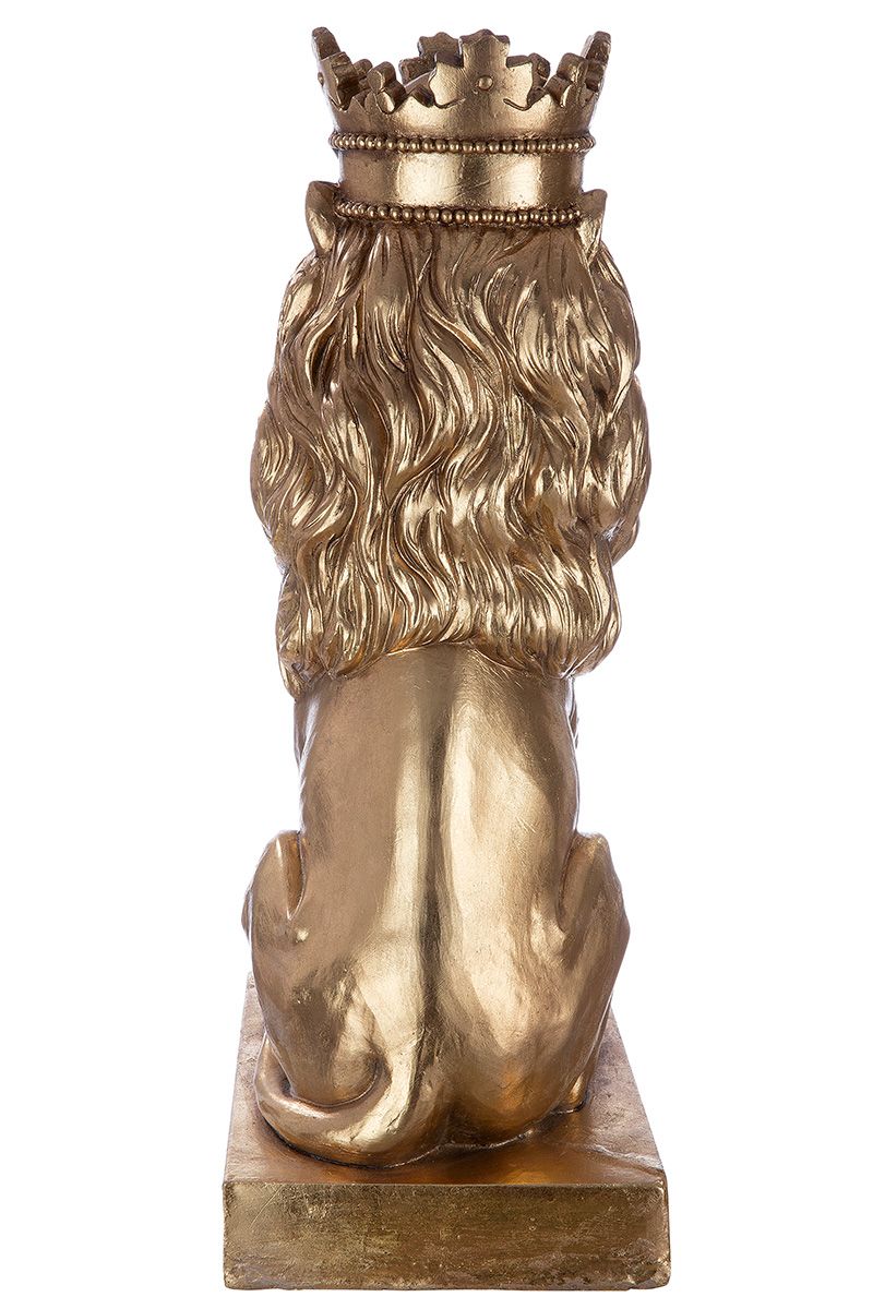 Majestätische Präsenz für den Außenbereich Die handgefertigte Magnesia Skulptur 'Löwe' mit Krone
