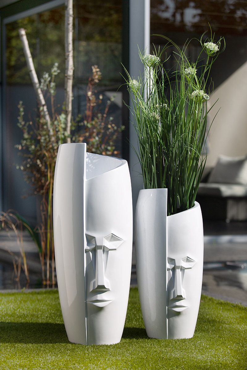 Pflanzgefäß Outdoor Vision weiß hochglanz Topf Höhe 71cm