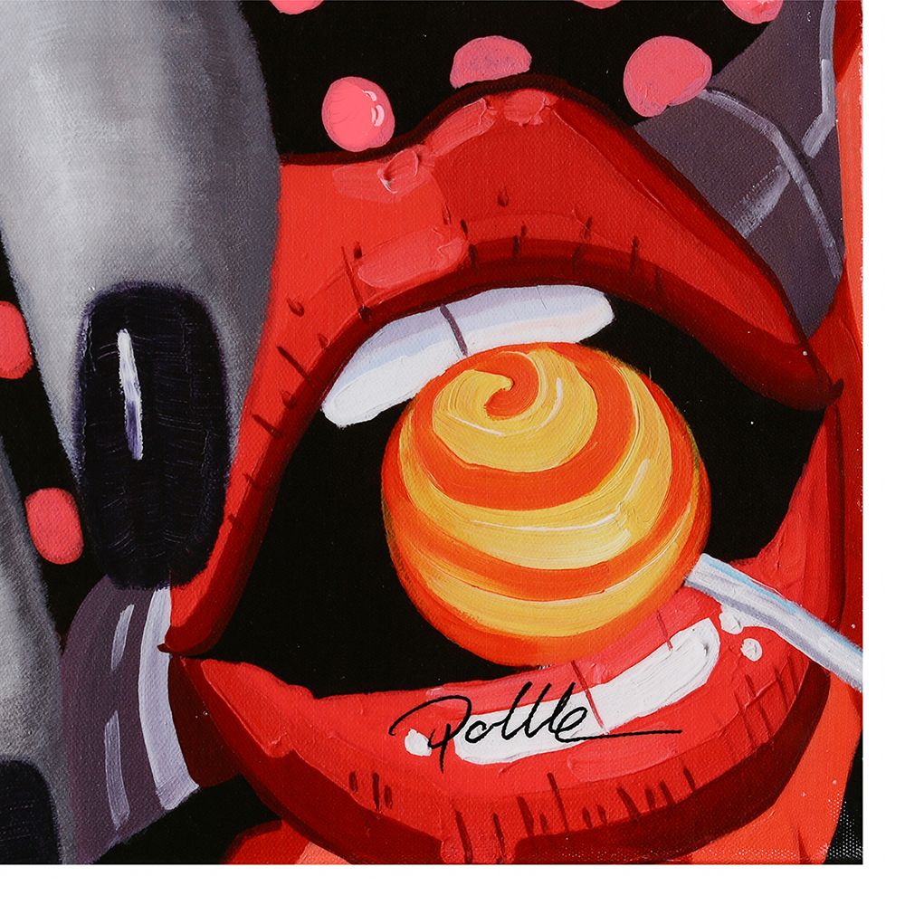 Bild Street Art Lady mit Lolly bunt 70x100cm