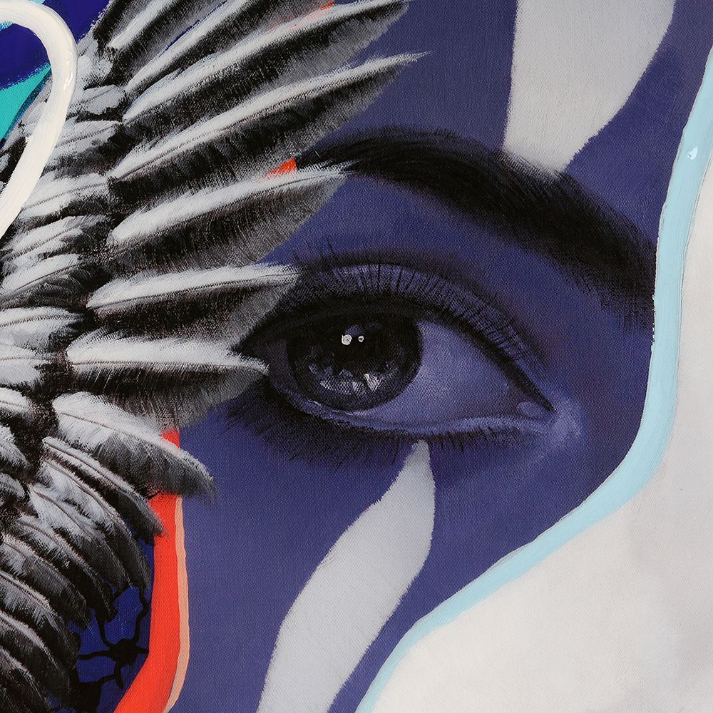 Bild Street Art Lady mit Lolly bunt 70x100cm