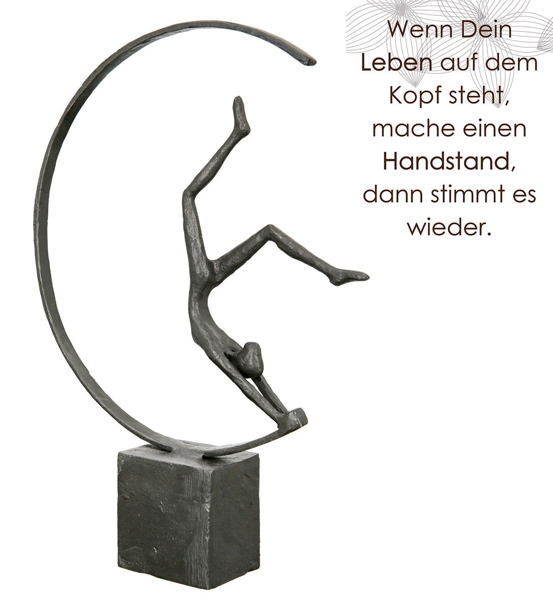 Eisen Design Skulptur Gymnast Höhe 29cm mit Spruchkarte