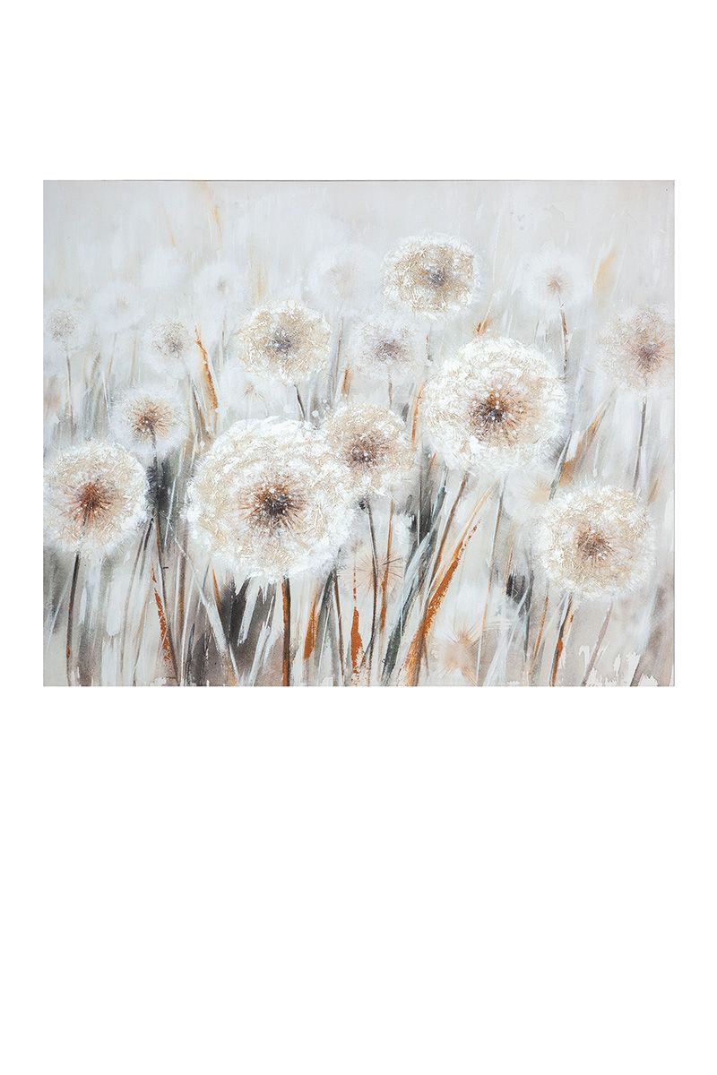 Leinwandbild Pusteblumen-Feld 100x80 cm Creme Braun Grau