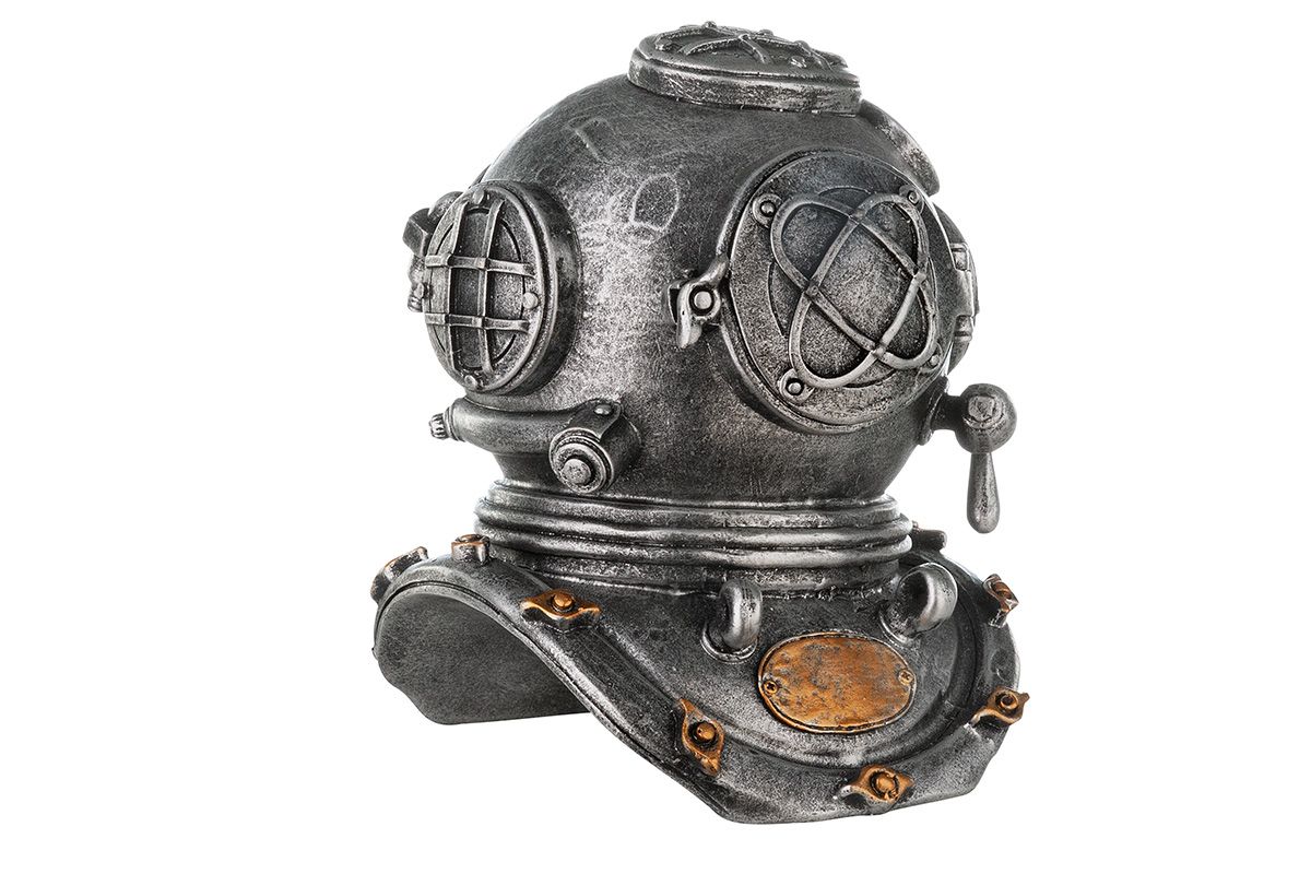 2er Set Poly Skulptur Steampunk Hat Helm Uboot Höhe 14cm