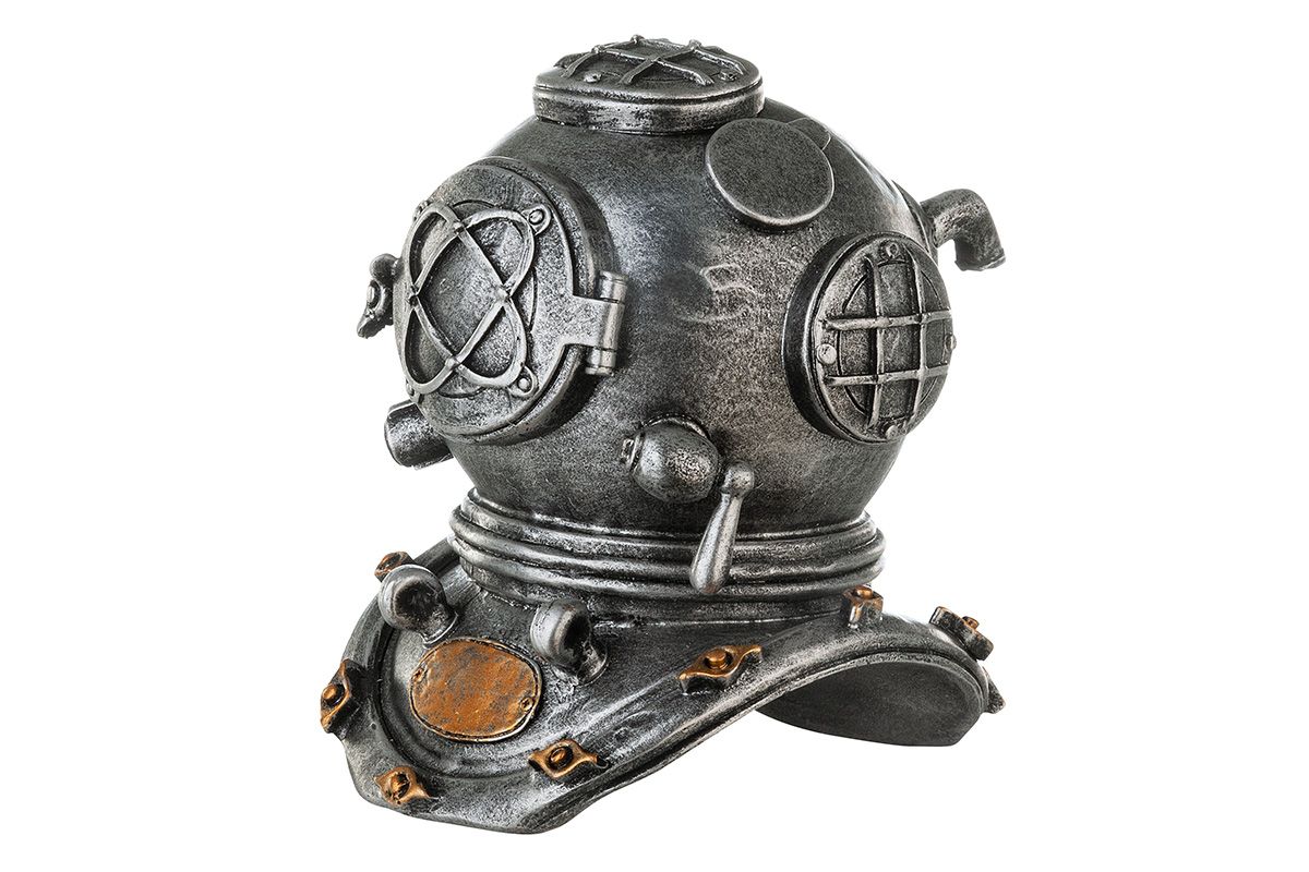 2er Set Poly Skulptur Steampunk Hat Helm Uboot Höhe 14cm