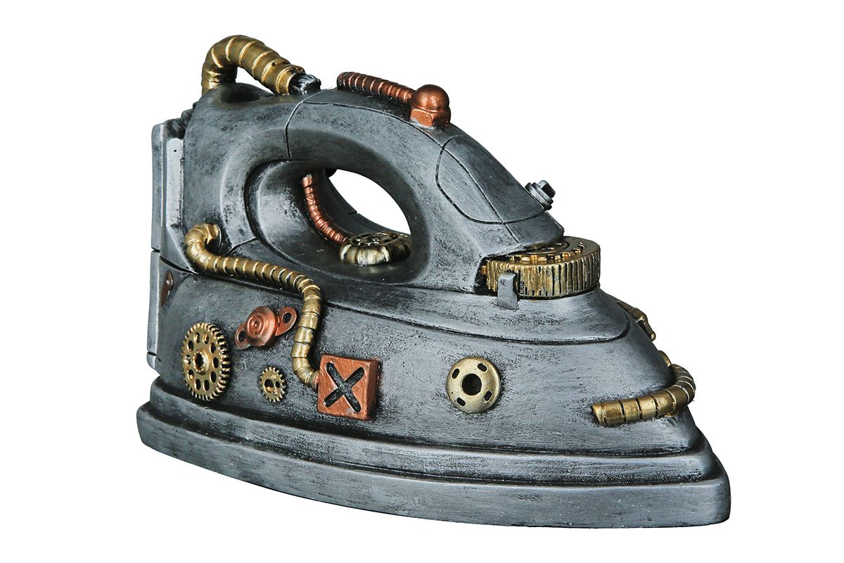 2tlg. Poly Buchstütz Steampunk Iron Breite 24cm Bügeleisen
