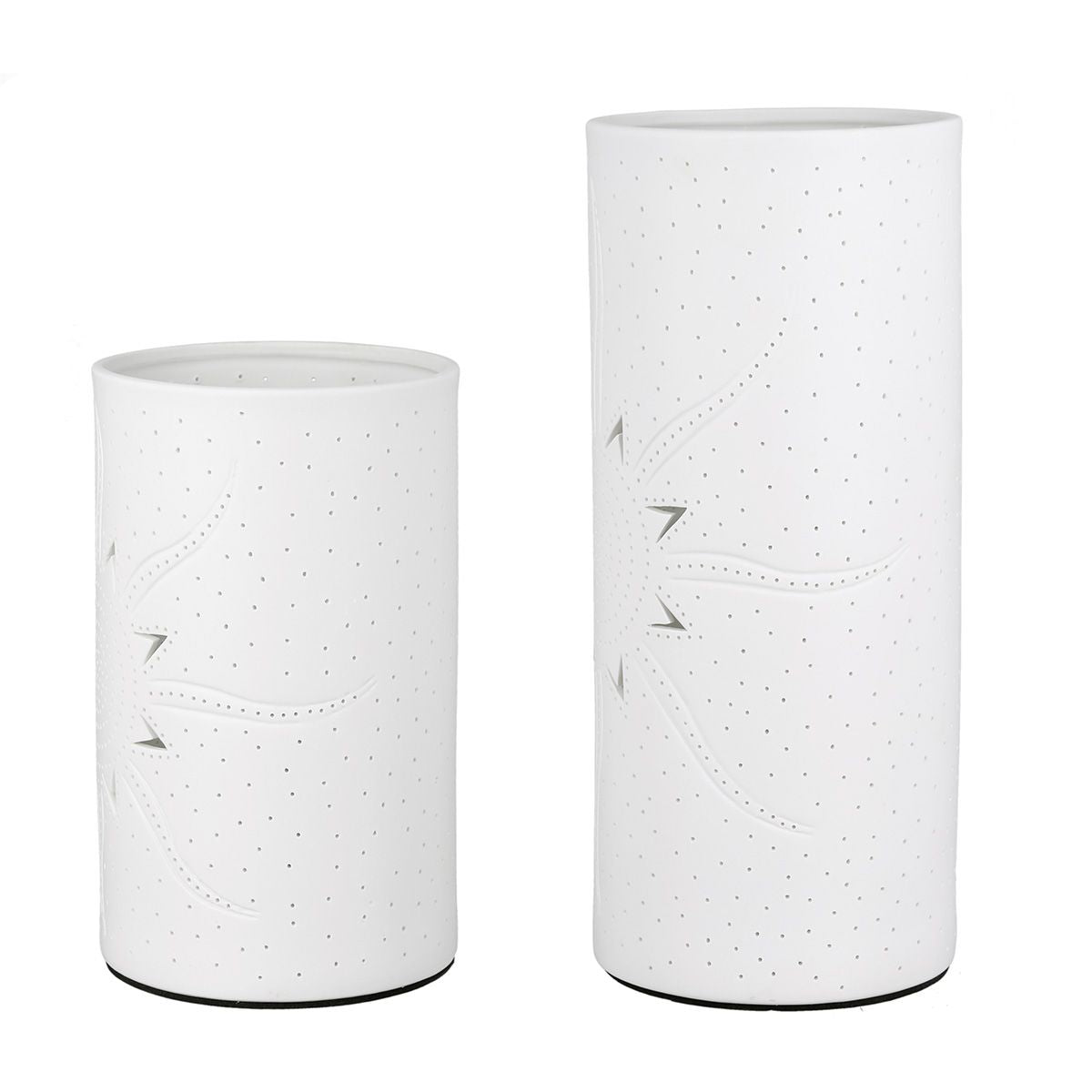 GILDE Lampe Zylinder "Sonne" weiß  Tischlampe Dekolampe Porzell 20cm oder 28cm