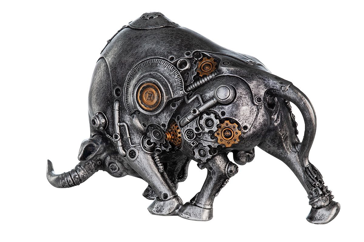 2er Set Poly Skulptur Steampunk Bullfight Stier Breite 22cm