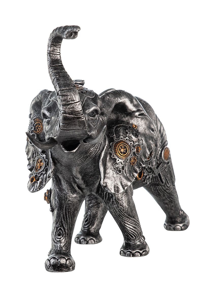 Poly Skulptur Steampunk Elefant Breite 28cm