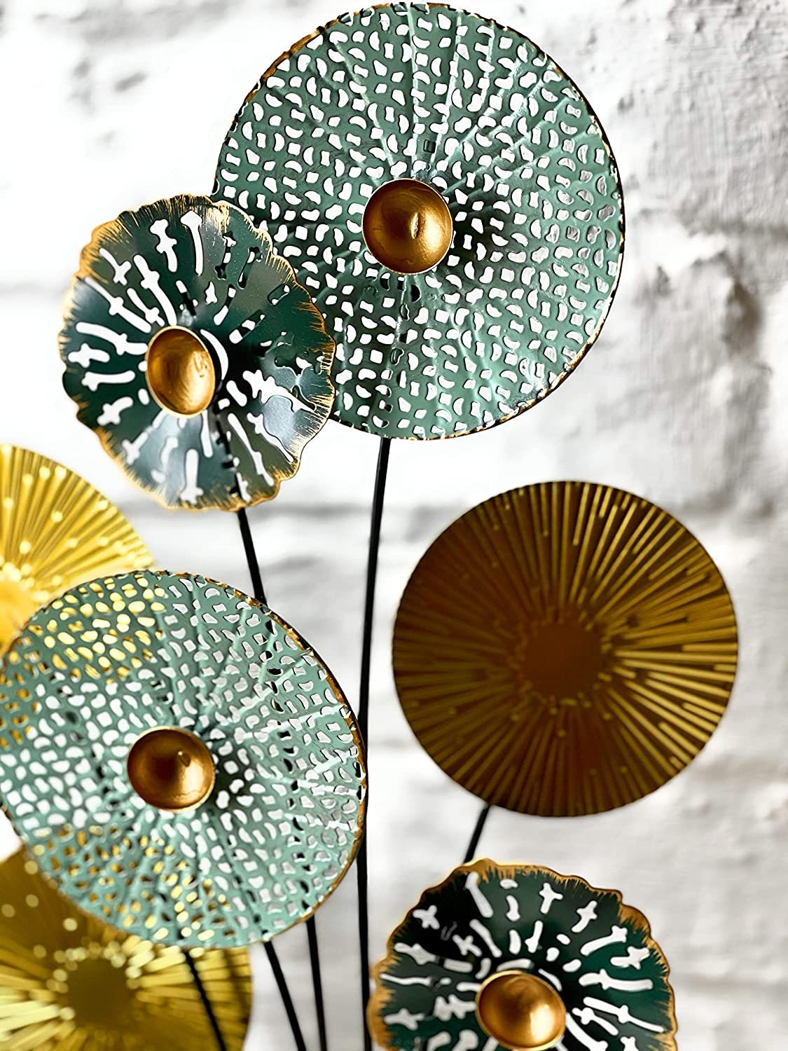 Mex Metall Skulptur Dekofigur Blumen Flower aus Metall Kreise 53x32cm Deko Wohndeko stehend