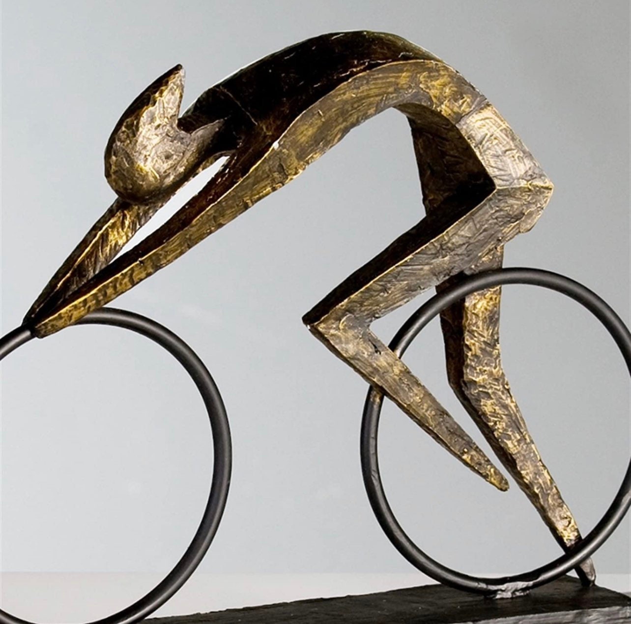 Exklusive "Racer" Rennrad Bronze Skulptur mit inspirierendem Spruchanhänger
