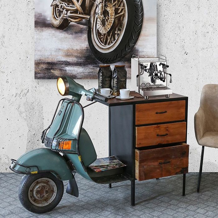 Deko Kommode Moped Roller Metall Mangoholz Länge 140cm