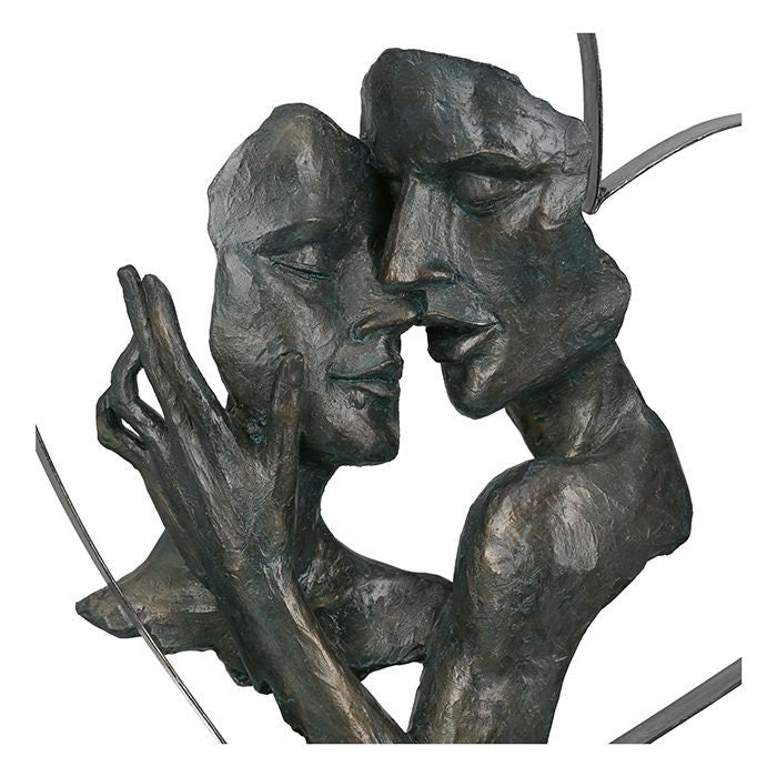 Essential – Elegante Skulptur eines Pärchens im Metallherz, Bronzefarben mit Antikfinish, inkl. Spruchanhänger, 32x37cm