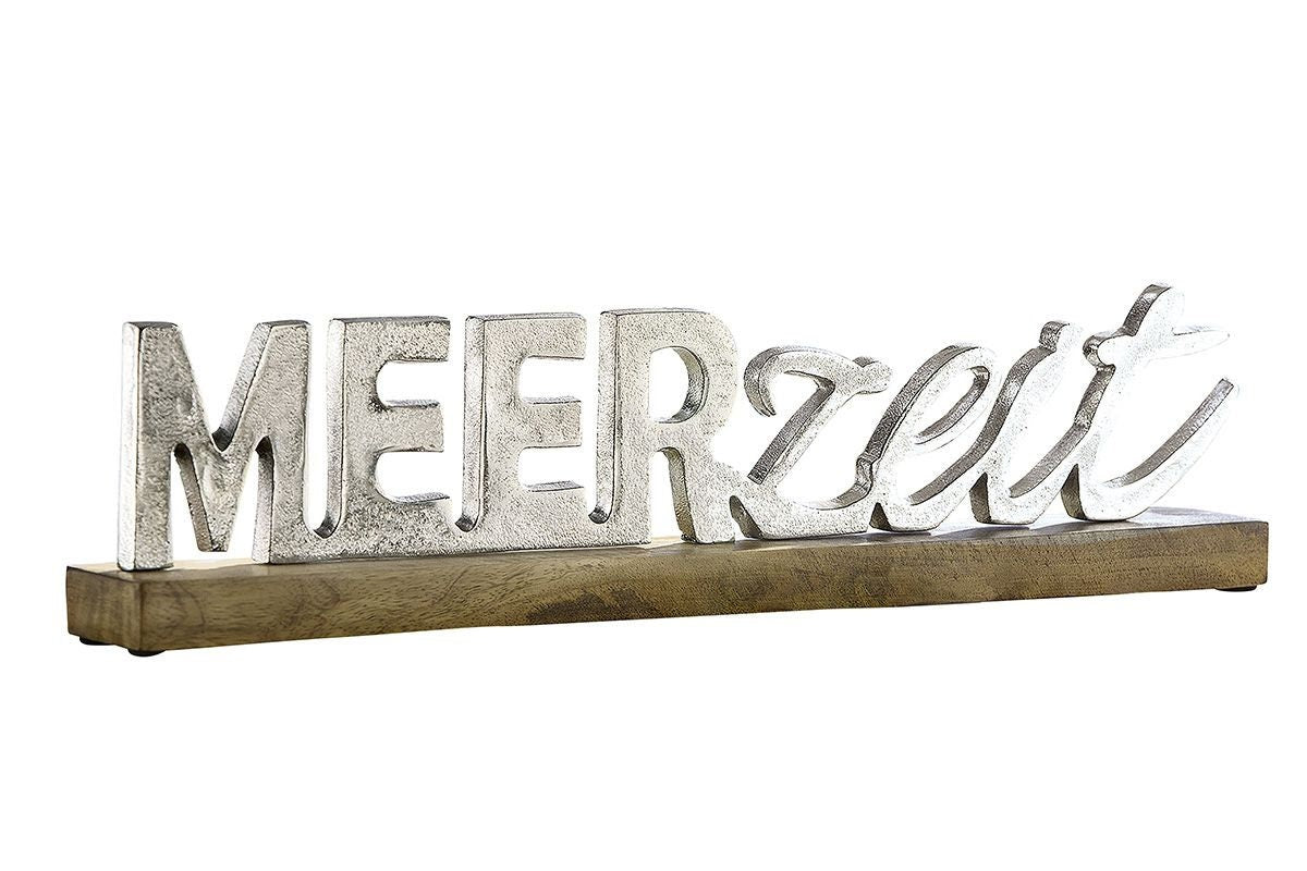 Meeresglanz Meerzeit Schriftzug Mango Holz Aluminium 48 cm Maritim
