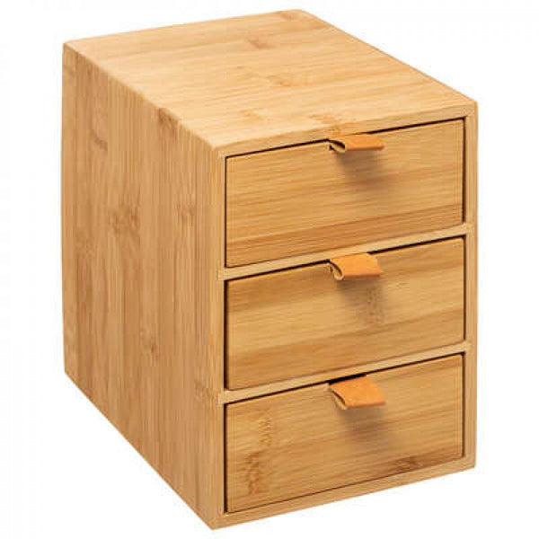 JOGGY Bambus Schreibtisch Organizer mit 3 Schubladen