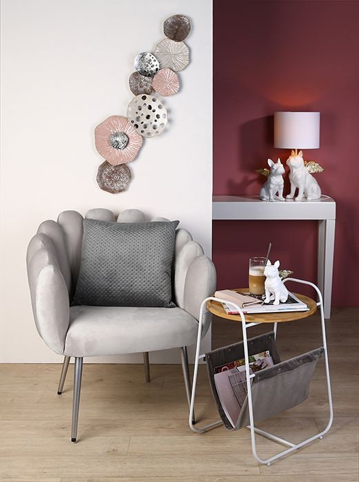 Der HINGUCKER 👍 – Stylische Bulldogge Tischlampe mit Goldfarbenen Flügeln und Weißem Lampenschirm, H55 x D26 cm, E27, max. 60W