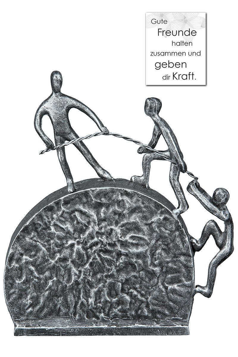Skulptur Freundschaftsband Antik Silber Metall