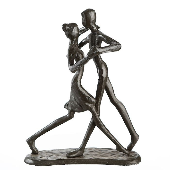 Design Skulptur Das Leben ist ein Tanz Eisen brüniert mit Spruchanhänger Höhe 17cm Tango Cha Cha Tanzen Handgefertigt