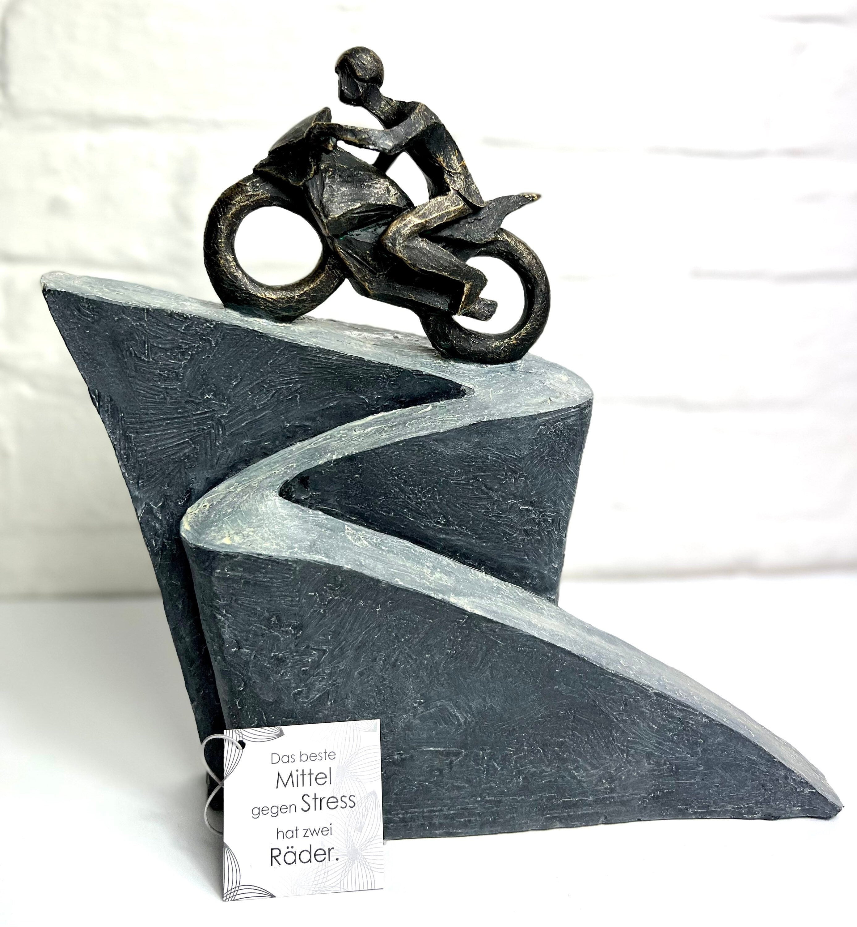 Sculpture motorcycle on base High quality with saying pendant