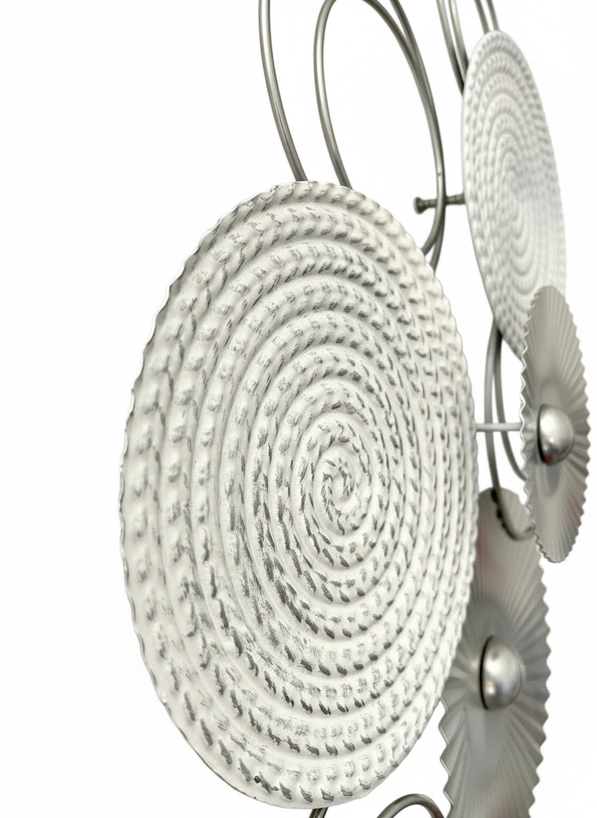 3D Wanddeko Sixo Kreise Metallbild 83x38 cm silber weiss