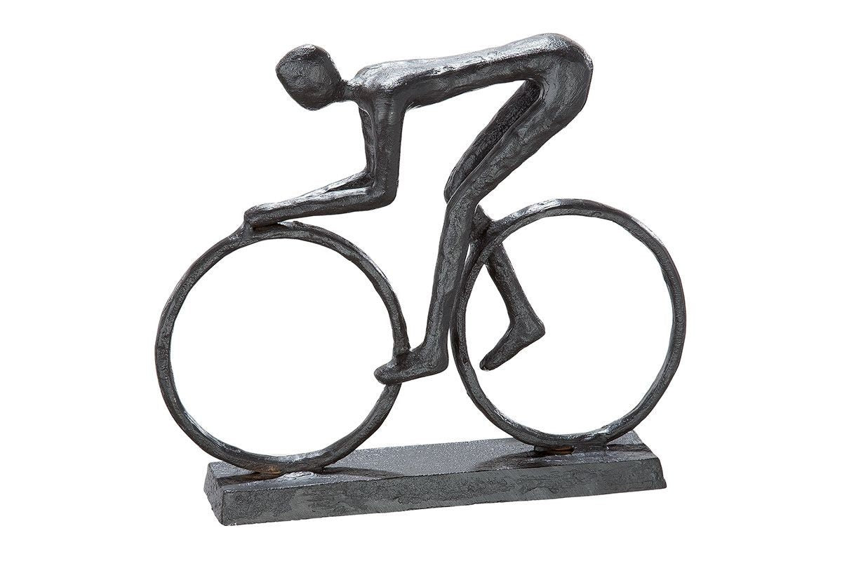 Skulptur Figur " Radfahrer " Fahrrad Figur Dekofigur 17,5cm Breit aus Eisen brüniert Geschenkidee mit Spruchanhänger