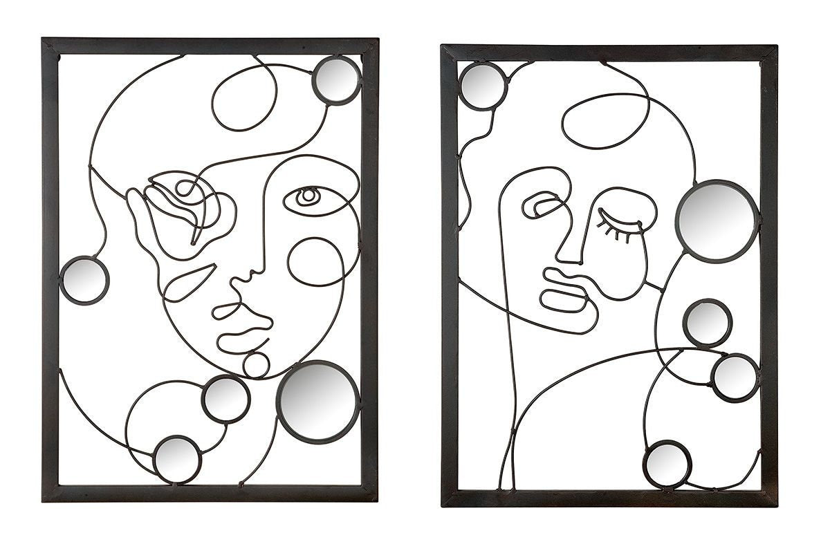 Set of 2 wall decoration ILLUSTRATION - 3D metal picture with mirror elements by Gilde