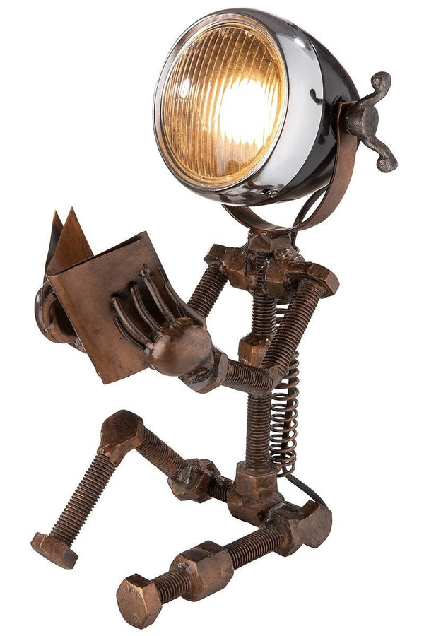 Metall Lampe READING sitzend kupferfarben Handgefertigt Höhe 38cm Dekolampe