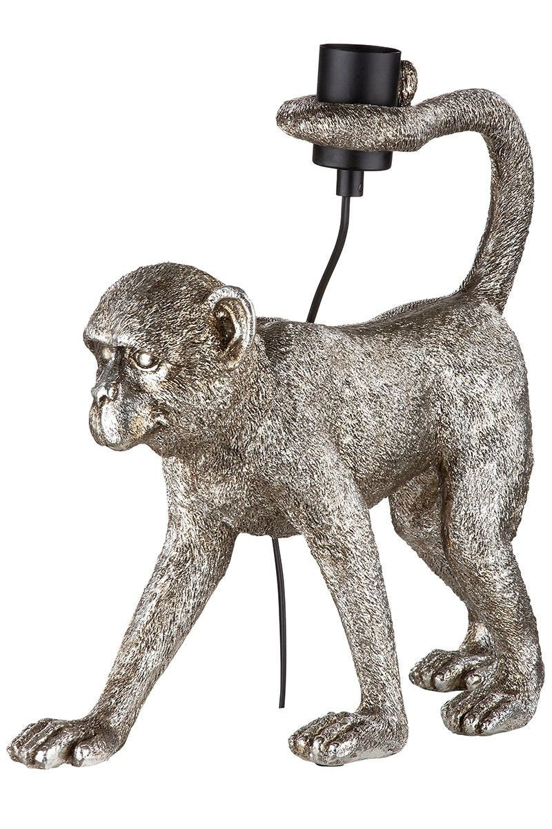 Tischlampe MONKEY AFFE antik silberfarben Fassung Höhe 37cm Affen Skulptur