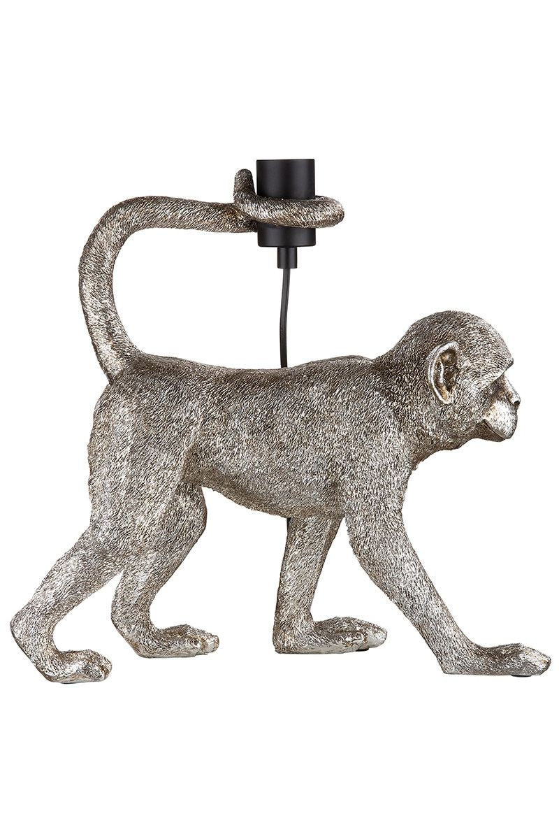 Tischlampe MONKEY AFFE antik silberfarben Fassung Höhe 37cm Affen Skulptur