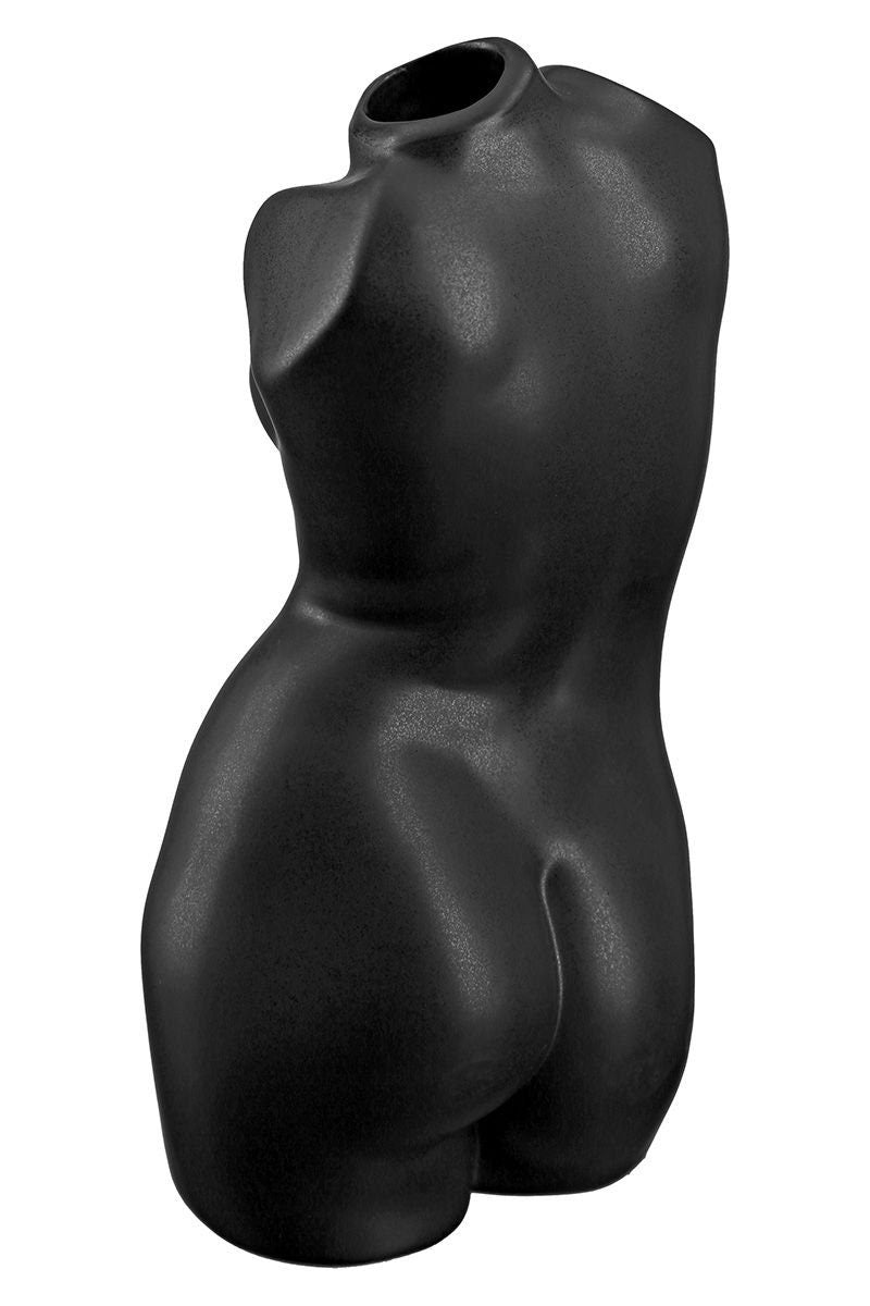 MF Keramik Vase "Black Lady" Schwarz Matt Deko Exklusive Hochwertige Vase Höhe 21cm Sexy Frauenkörper