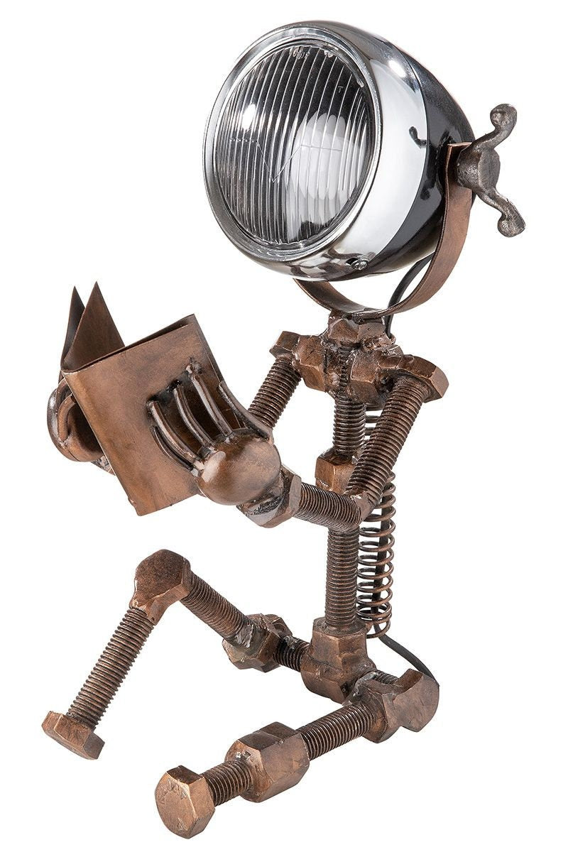 Metall Lampe READING sitzend kupferfarben Handgefertigt Höhe 38cm Dekolampe