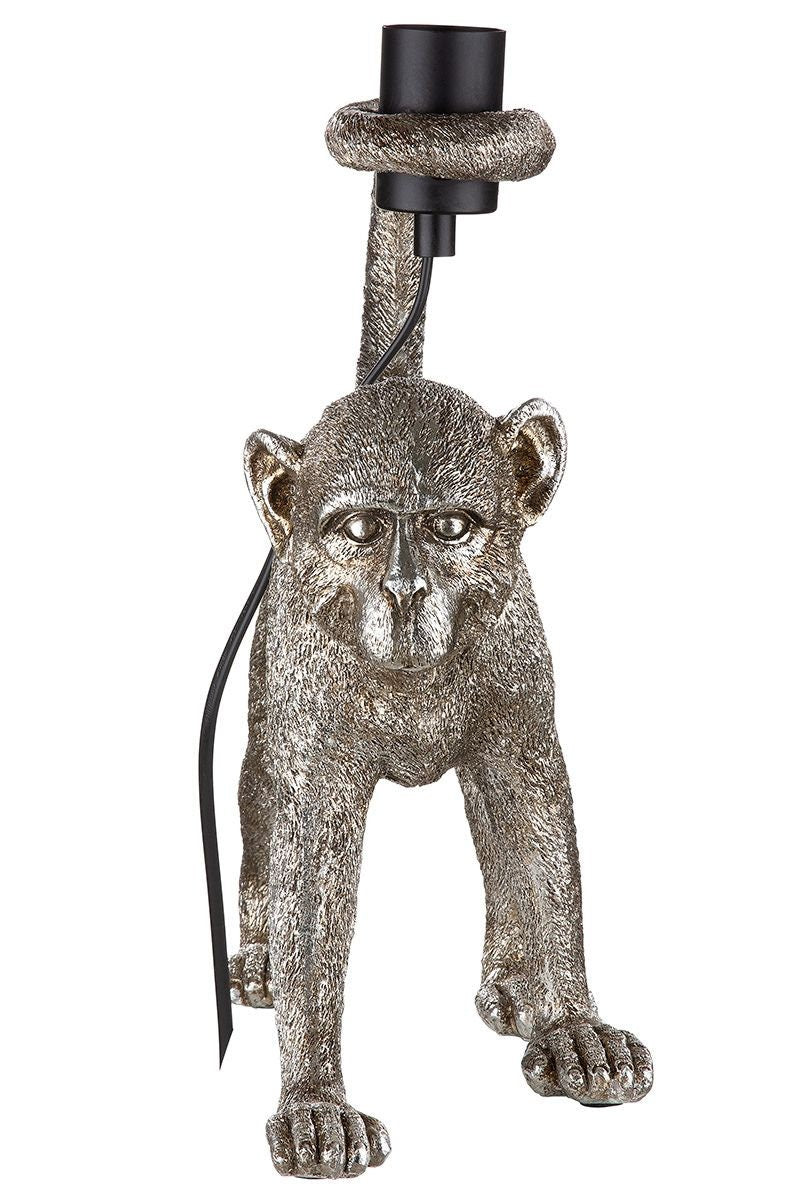 Tischlampe MONKEY AFFE antik silberfarben Fassung Höhe 37cm Affen Skulptur