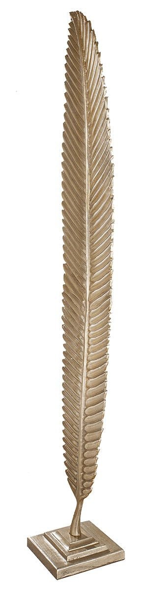 Gilde Chic Style Elegance Feder Skulptur 'Nostro' aus Aluminium in champagnerfarben, Höhe 159cm