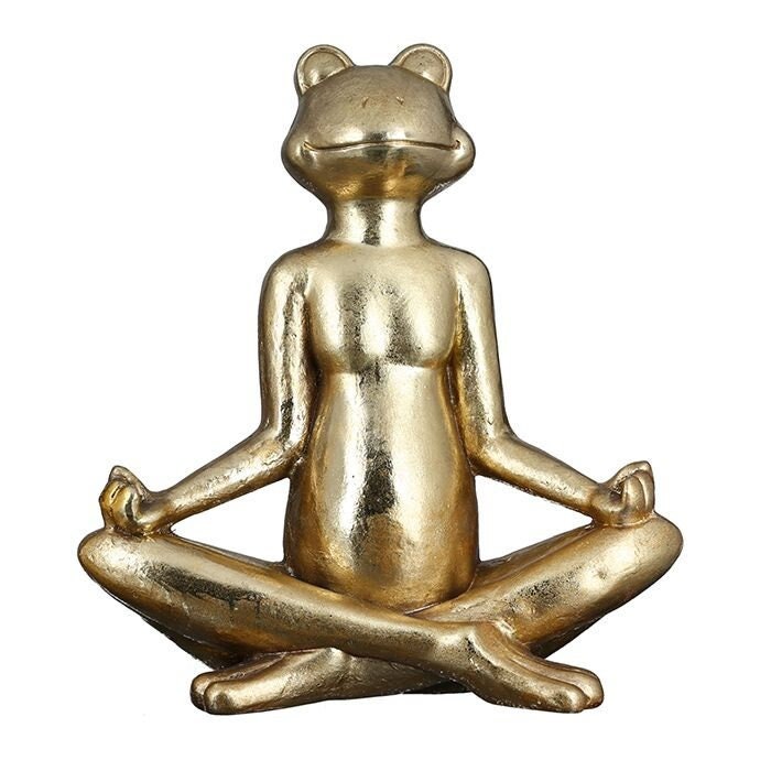 Meditierende Frosch Yoga Figur in Gold Zen Garten Höhe 34cm oder 50,5cm