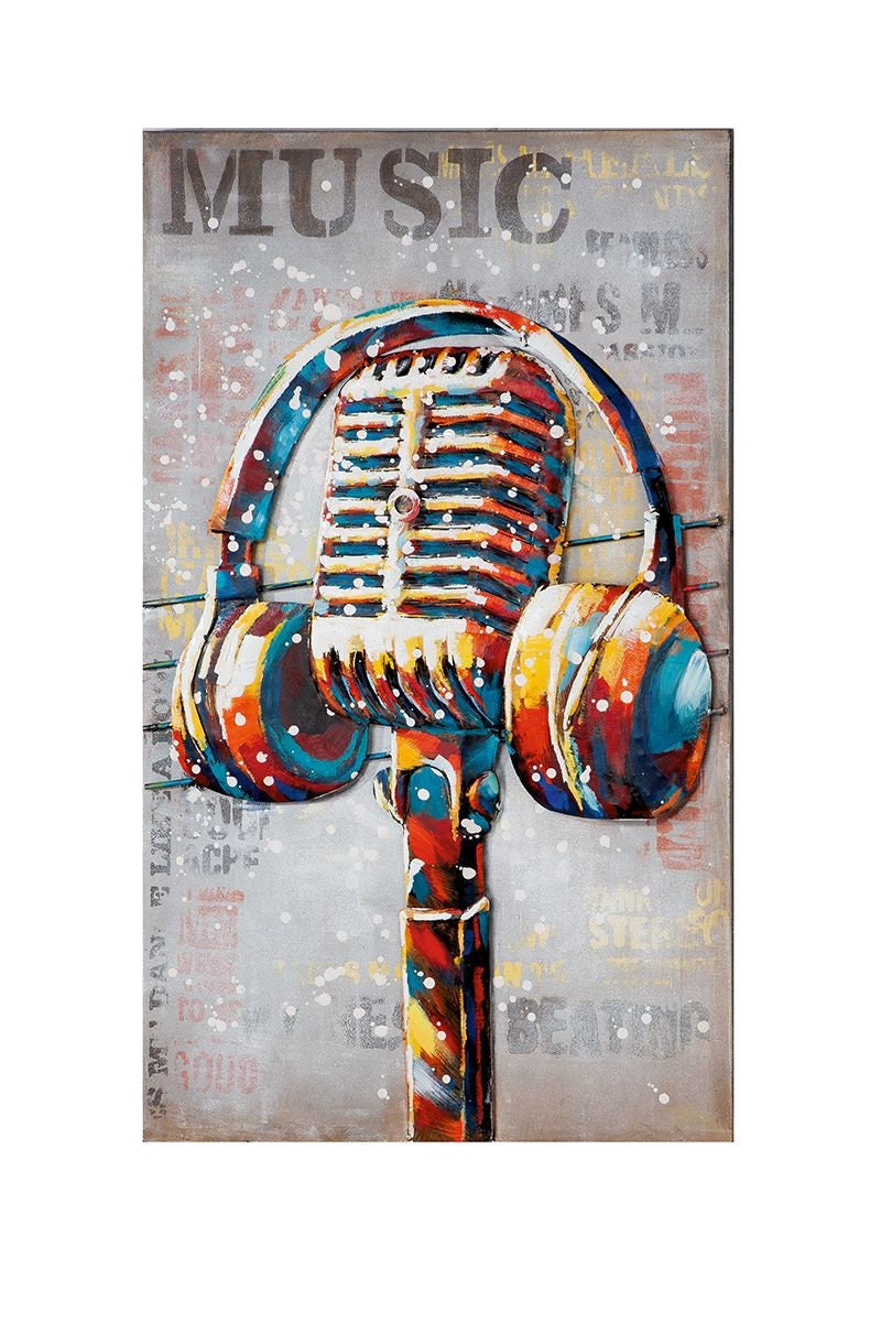 3D Bild Music - Kopfhörer - Metall Mehrfarbig - 100 x 60 cm