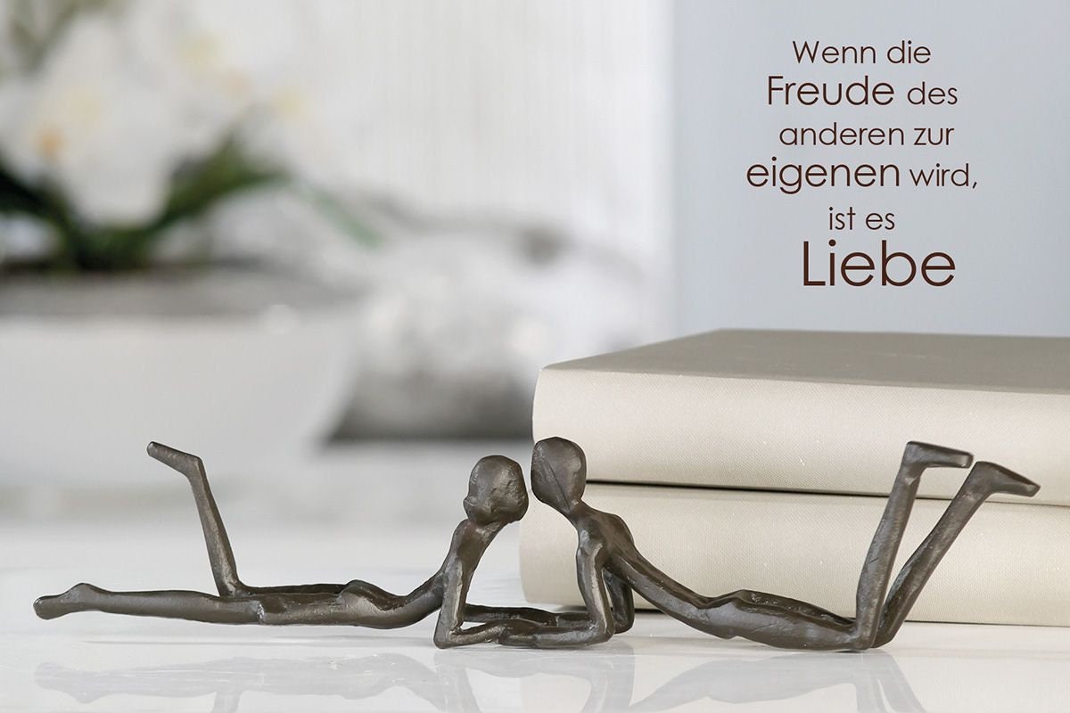 Geschenkidee für Verliebte Romantiker: Ausdrucksstarke Handgefertigte Skulptur mit Liebe-Motto aus Brüniertem Gusseisen