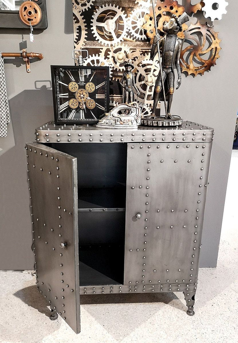 Aviation - Stylischer Metallschrank im Industriestil mit Nieten und viel Stauraum Höhe 114cm
