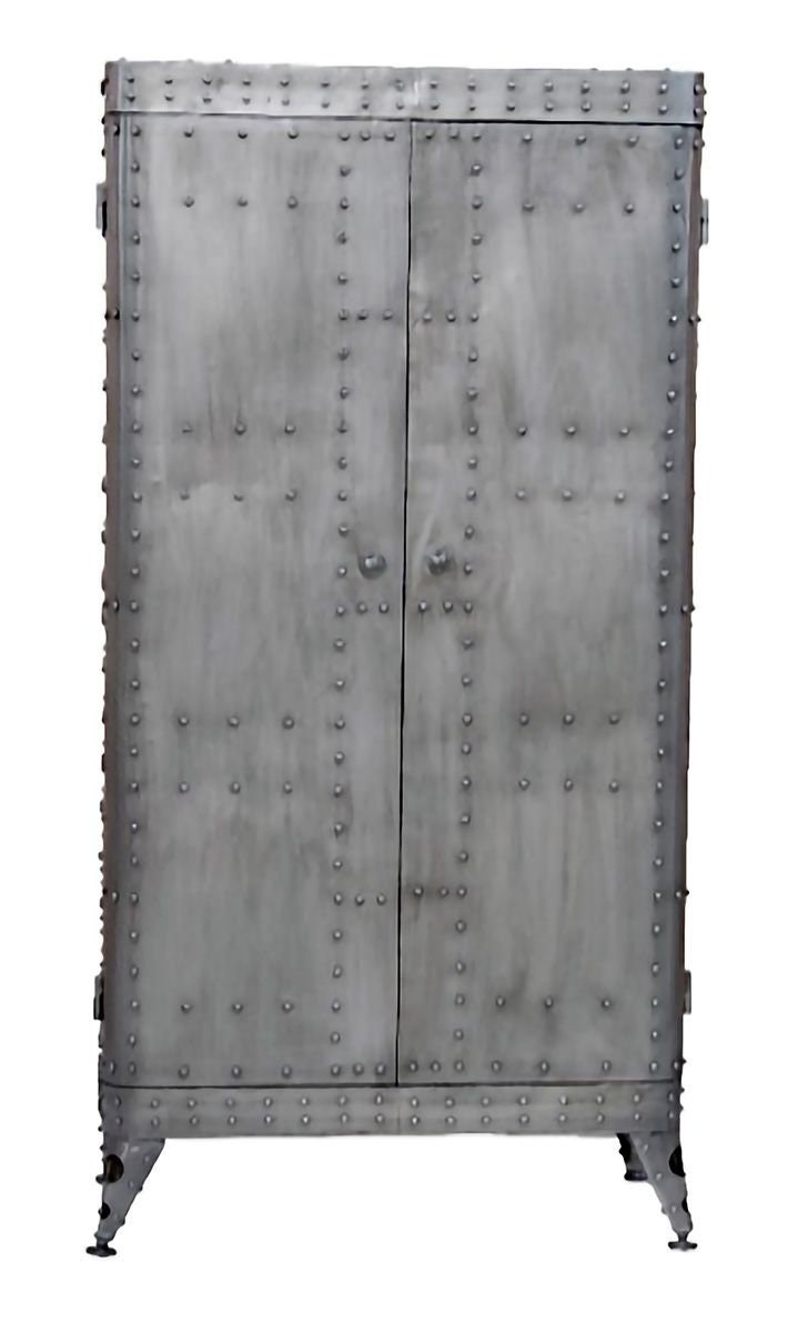 Aviation Metall Schrank im Industriestil mit Nieten Handgefertigt