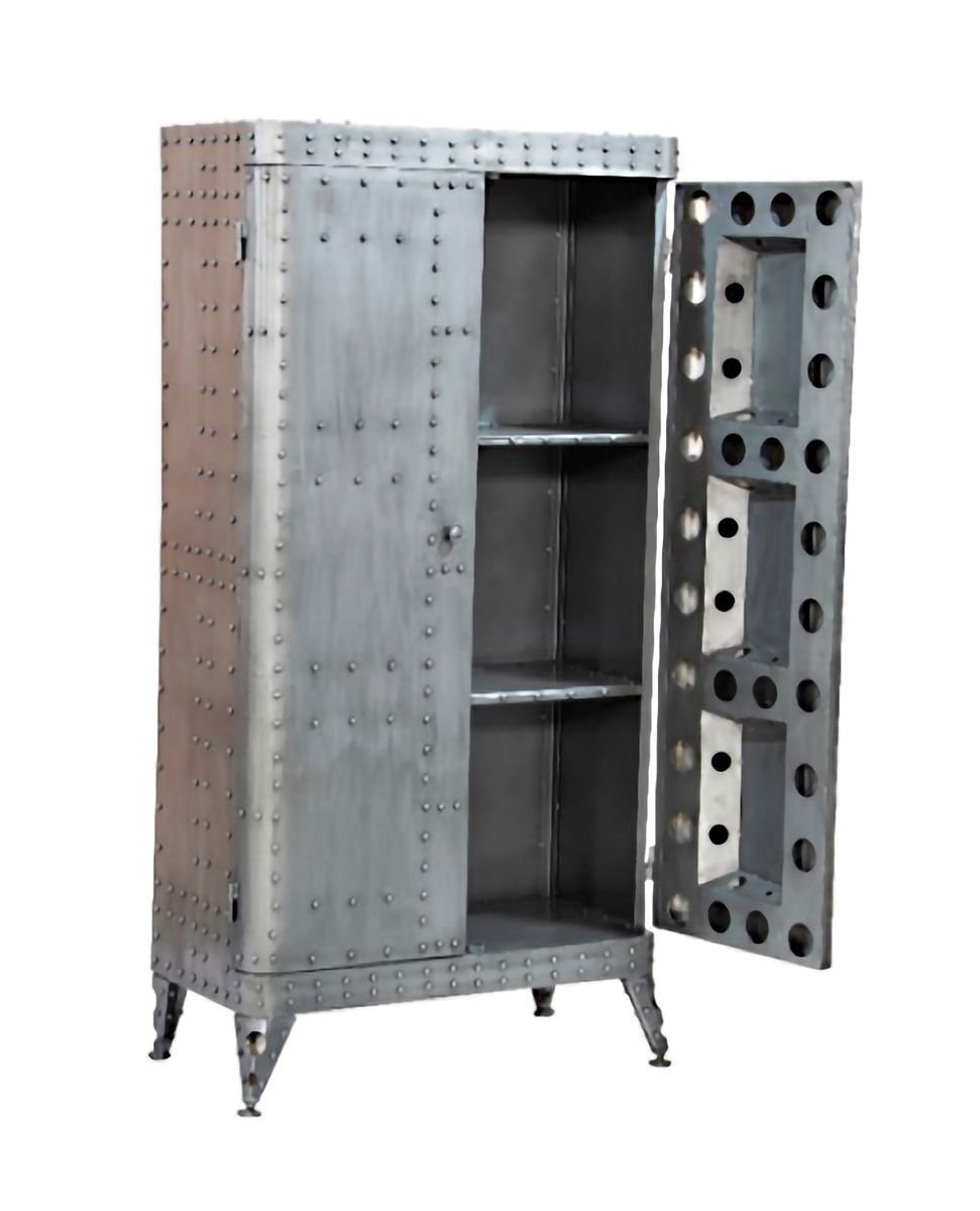 Aviation Metall Schrank im Industriestil mit Nieten Handgefertigt