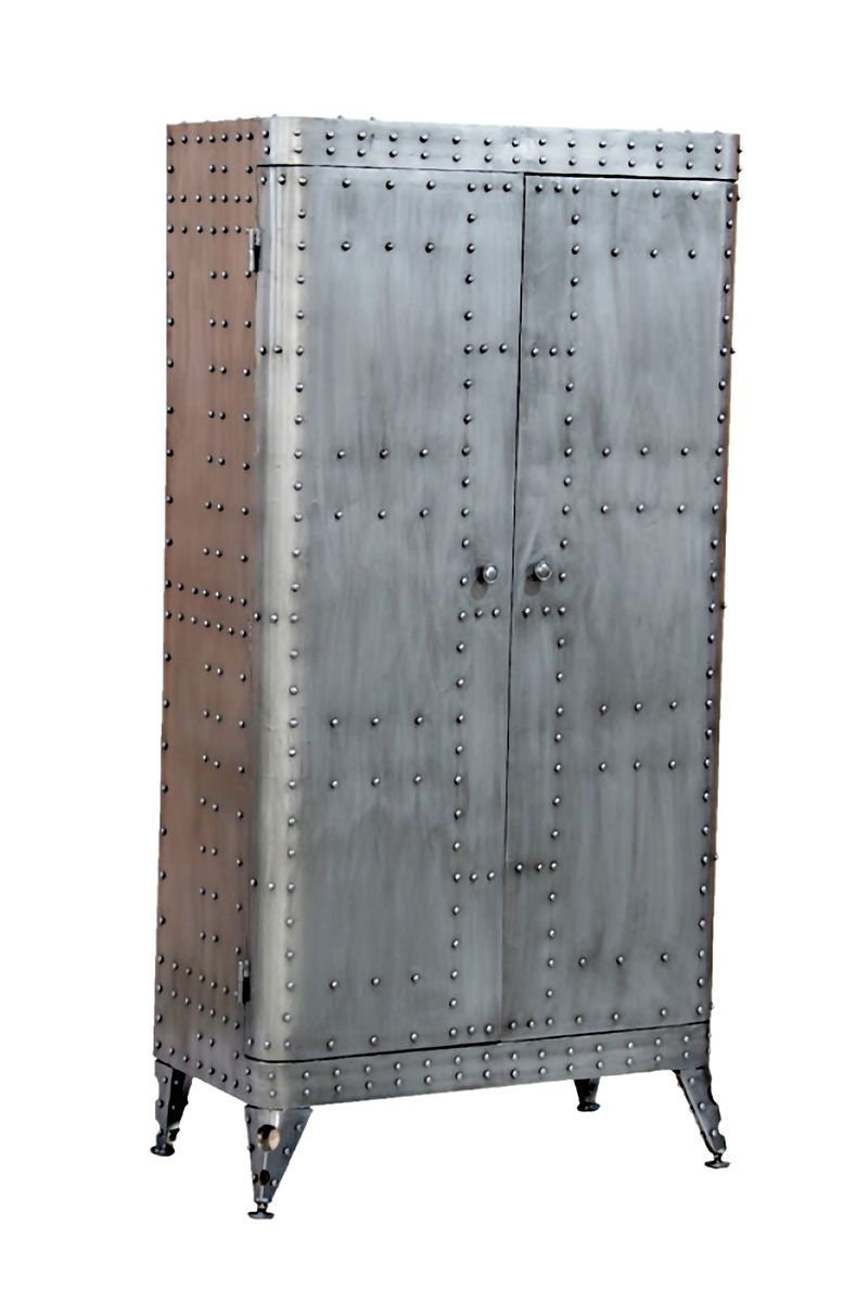 Aviation Metall Schrank im Industriestil mit Nieten Handgefertigt