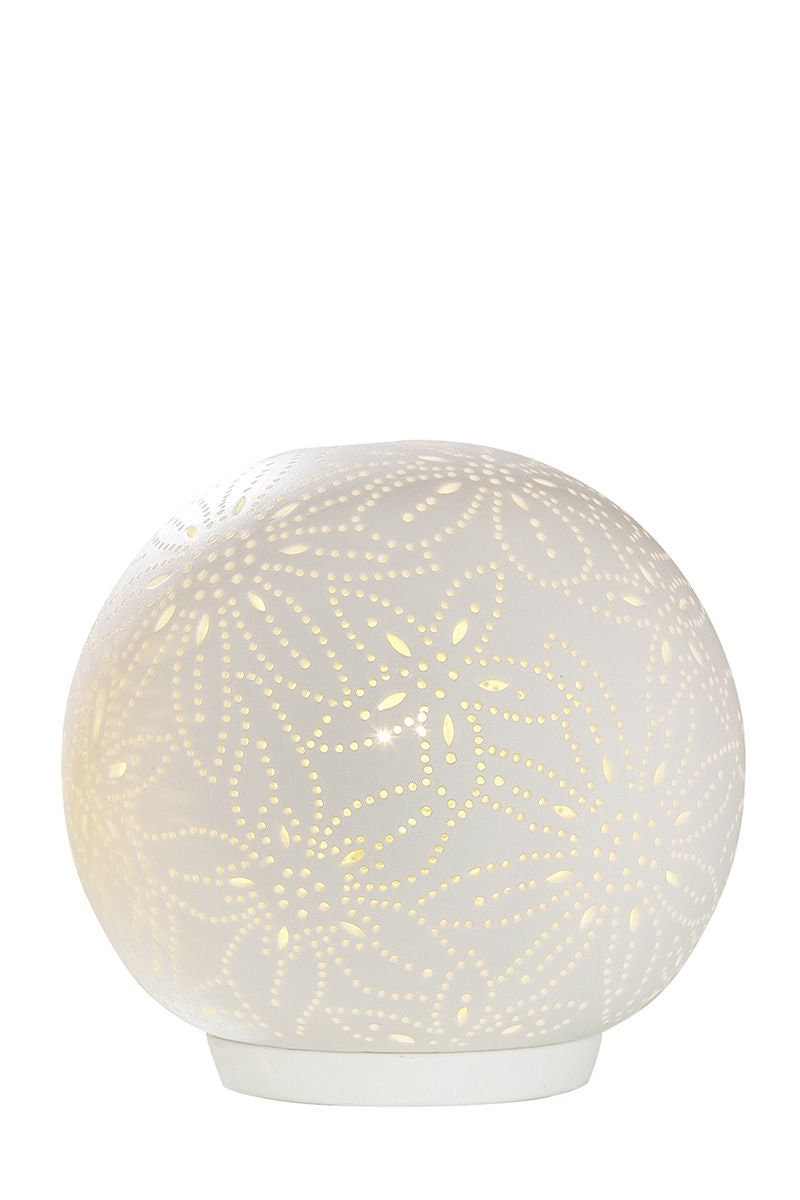 Porzellan Nachtisch Lampe Kugel Blume Lebensblume Lichtschatten