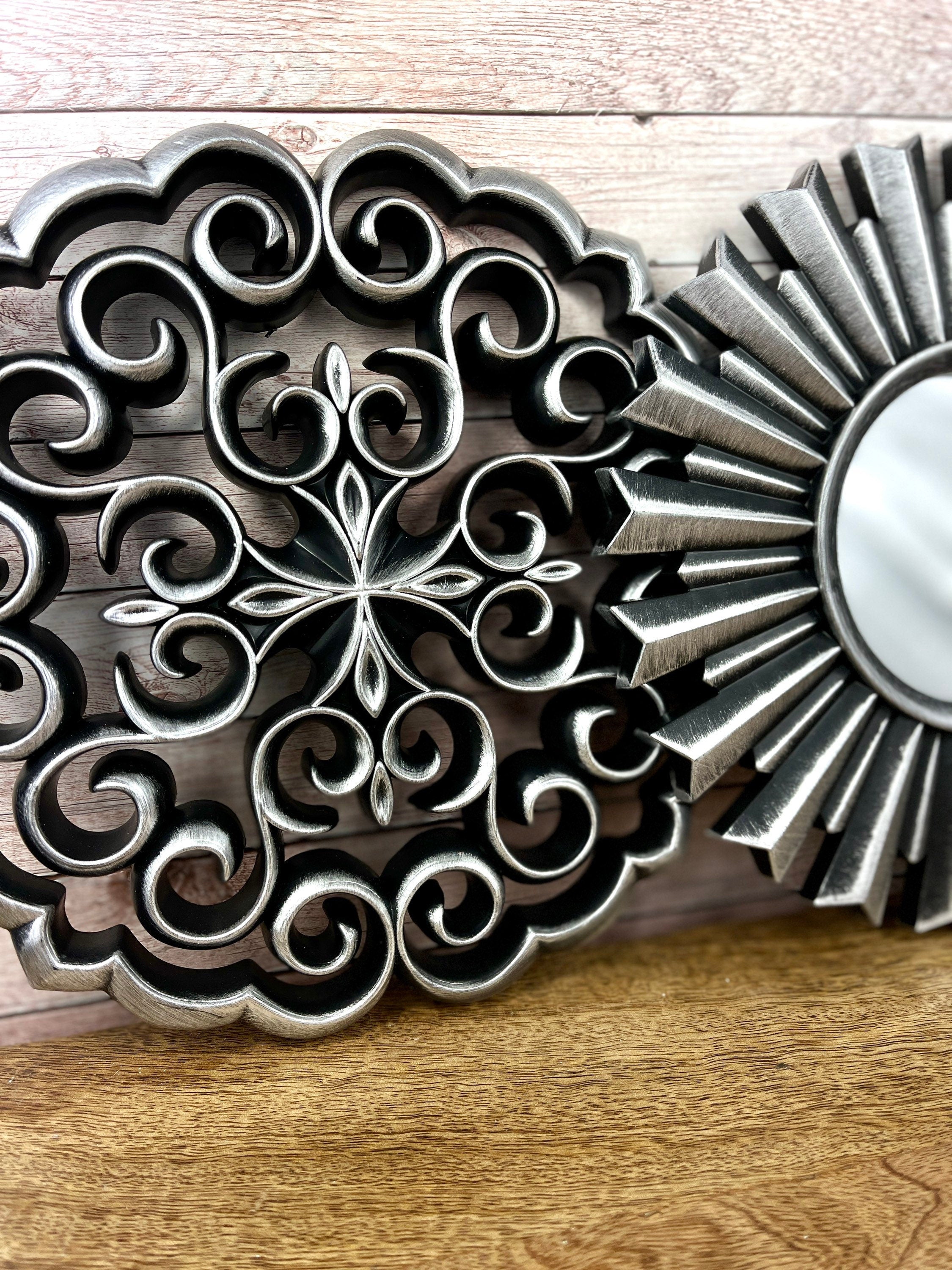 Mex 3er Set Deko Wandspiegel Ø 25 cm Spiegel Wanddeko Wandschmuck Landhaus Orientalischer Style Silbertöne