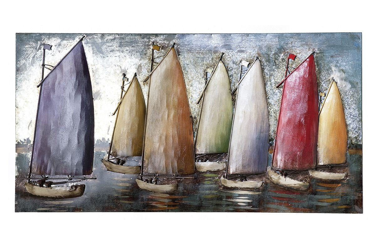 GILDE Picture Sailing Regatta Sailing Sailboats - Art Object Gallery - Handmade - 60 x 120 cm