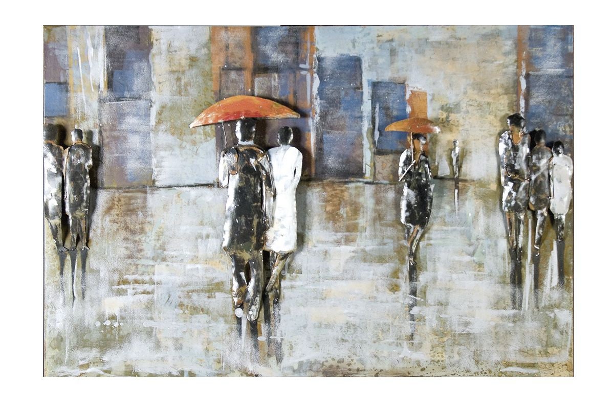 Metallbild 3D Rainy Day Harmony Wandrelief Bunt 120x80 cm