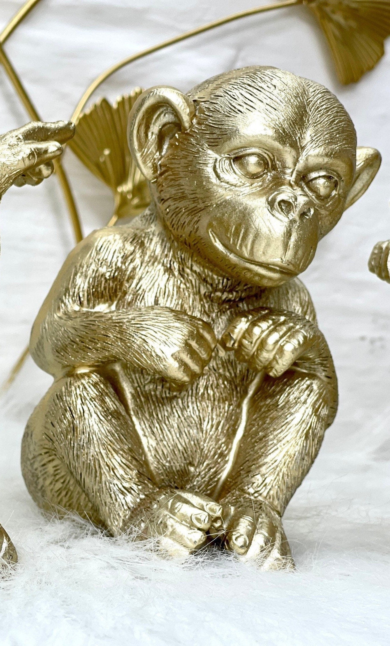 Affen Figur in Gold Höhe 14cm Skulptur Dekoration