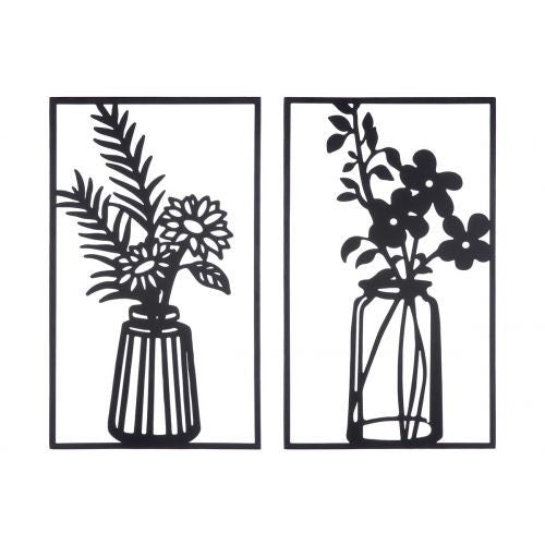 2er Set Gilde Metall Wanddeko Blumendeko - Schicke Wandschmuck Bilder für Ihr Zuhause