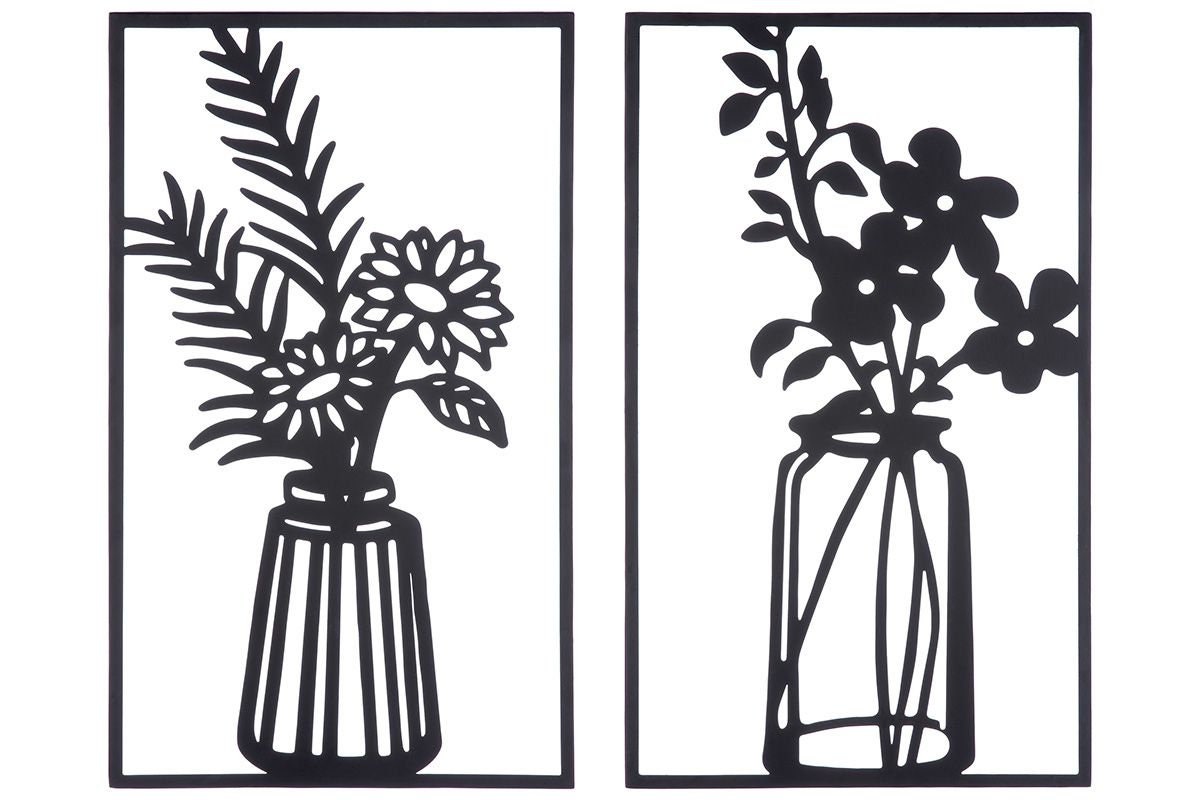 2er Set Gilde Metall Wanddeko Blumendeko - Schicke Wandschmuck Bilder für Ihr Zuhause