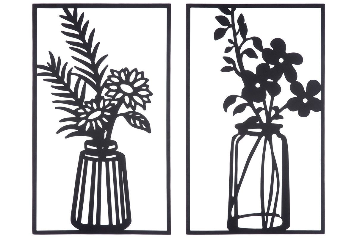 2er Set Gilde Metall Wanddeko Blumendeko - Schicke Wandschmuck Bilder für Ihr Zuhause