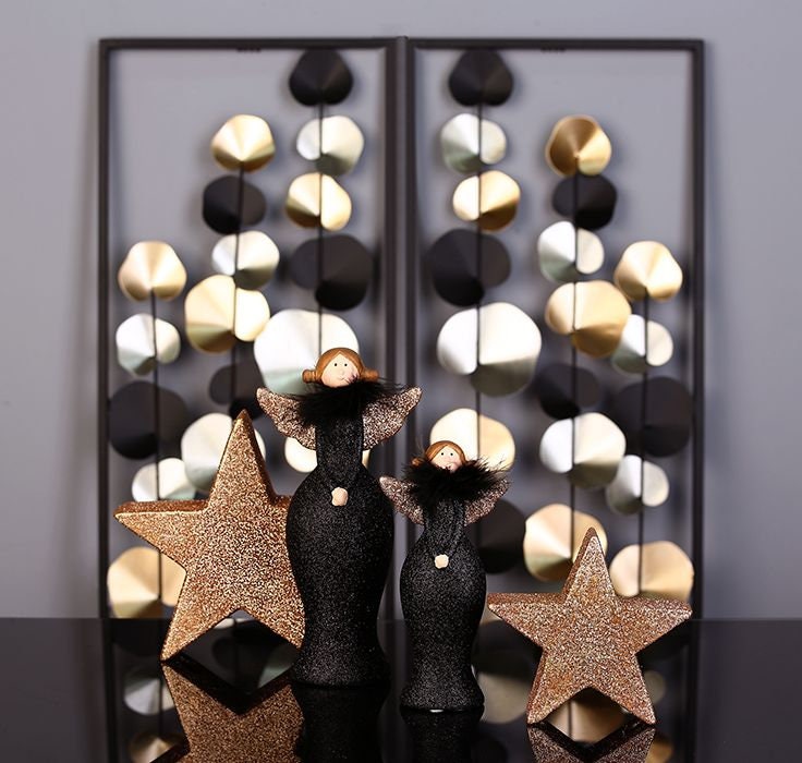 2-er Set Qualitäts Wandrelief "Ranken" – Stilvolle Akzente in Schwarz, Gold und Silber